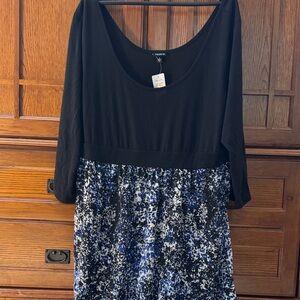 NWT Torrid Black and Blue Floral High Low Midi Dress Size 3